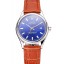 Knockoff Swiss Rolex Datejust Blue Dial Stainless Steel Case Light Brown Leather Strap