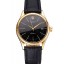 Replica Swiss Rolex Cellini Date Black Dial Gold Case Black Leather Strap