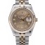 Rolex DateJust Gold Stainless Steel Ribbed Bezel Goldish Dial 41978