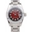 Rolex Datejust Polished Stainless Steel Two Tone Red Dial