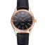 Swiss Rolex Cellini Black Dial Rose Gold Markings Rose Gold Case Black Leather Strap