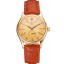 Swiss Rolex Cellini Gold Dial Blue Markings Gold Case Light Brown Leather Strap