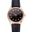 Swiss Rolex Datejust Black Dial Rose Gold Case Black Leather Strap