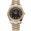 Swiss Rolex Day-Date Black Dial Gold Diamond Case Two Tone Stainless Steel Bracelet 1453976