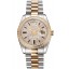 Swiss Rolex Day Date Diamond Pave Dial And Bezel Stainless Steel Case Two Tone Bracelet