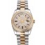 Swiss Rolex Day Date Diamond Pave Dial And Bezel Stainless Steel Case Two Tone Bracelet