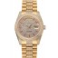 Swiss Rolex Day-Date Red Diamond Pave Dial Gold Diamond Bracelet 1453960