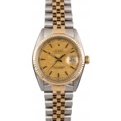 AAA Rolex Two Tone Datejust Champagne Linen Dial 16013 JW2526