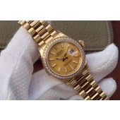 Cheap Copy Rolex DateJust 31mm Diamonds Bezel Case Gold Dial WJ00039