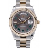 Fashion Rolex DayDate Grey Dial Dual Colored Stainless Steel Strap 41981