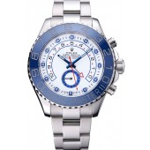 Hot Imitation Rolex Yacht Master II White Dial Blue Bezel Stainless Steel Bracelet 622269