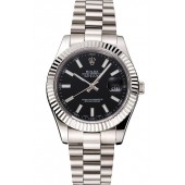 Imitation Swiss Rolex Datejust Black Dial Stainless Steel Case And Bracelet