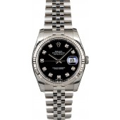 Knockoff Top Rolex Datejust 116234 Black Dial with Diamonds JW1762