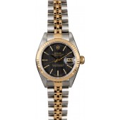 Replica Rolex Ladies Datejust 79173 Black Tapestry Dial JW0481