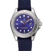 Replica Rolex Yacht Master Blue Dial Blue Fabric Bracelet 1453868