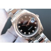 Rolex DateJust 41mm 116334 Fluted Bezel Black Dial Diamonds Markers Bracelet WJ00155