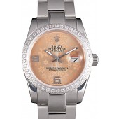 Rolex Datejust Polished Stainless Steel Orange Flowers Dial Diamond Plated