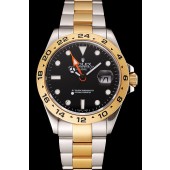 Swiss Rolex Explorer II Black Dial Gold Bezel Two Tone Bracelet 1453752