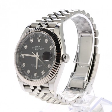 datejust 41 black dial diamond